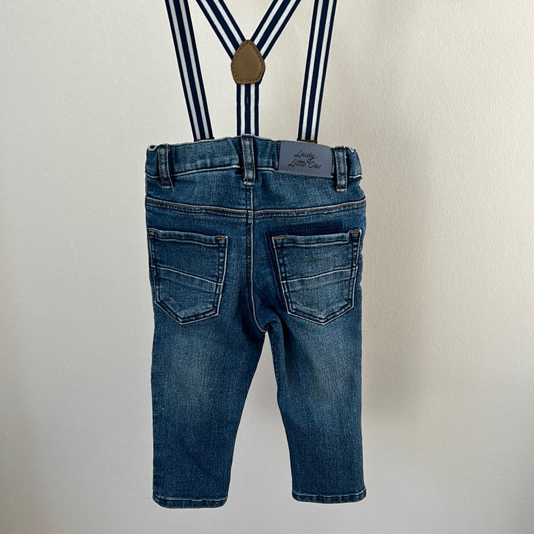 Jeans mit Hosenträgern - Gr. 74